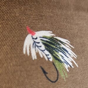 Vintage Mens Scarf with Fishing Flies Motif